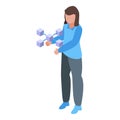 Bitcoin trader icon, isometric style