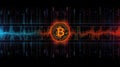 Bitcoin Trading Chart Blue Orange Neon Lines Black Background. Generative AI