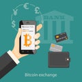 Bitcoin transaction exchange Royalty Free Stock Photo