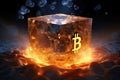 Bitcoin Cube of blockchain blocks Royalty Free Stock Photo