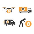 Bitcoin Transportation Vector Icon Set Royalty Free Stock Photo