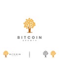 bitcoin tree logo design icon, bitcoin combine with tree logo concept