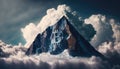 Bitcoin In A Triangular Mountaint Blue Cloud Sky. Generative AI Royalty Free Stock Photo