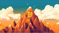 Bitcoin In A Triangular Mountaint Blue Cloud Sky. Generative AI Royalty Free Stock Photo