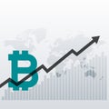 Bitcoin upward growth chart design background