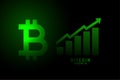 Bitcoin upward rise trend growth chart concept background