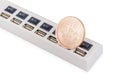 Bitcoin on usb connector Royalty Free Stock Photo