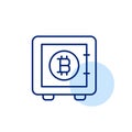 Bitcoin vault. Secure digital storage space for cryptocurrency assets. Finances and online banking. Pixel