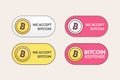 Bitcoin vector crypto accept icon. Bitcoin coin here button