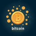 Bitcoin vector crypto currency background. Bit coin digital finance blockchain banner