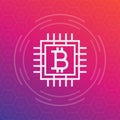 Bitcoin vector icon, linear style Royalty Free Stock Photo