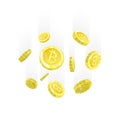 Bitcoin Vector illustration of a realistic pattern background 3d golden coins