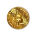 Bitcoin. Vector realistic shiny gold bitcoin with a Shadow. Golden digital cryptocurrency coin. Electronics finance money symbol. Royalty Free Stock Photo