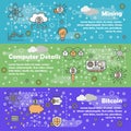 Vector thin line bitcoin web banner template set Royalty Free Stock Photo