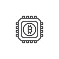 Bitcoin and VGA chip outline icon