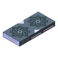 Bitcoin video card icon, isometric style Royalty Free Stock Photo