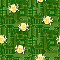 Bitcoin virus bug pattern seamless. Digital currency computer virus background