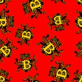 Bitcoin virus bug pattern seamless. Digital currency computer virus background