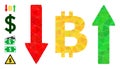 Bitcoin Volatility Polygonal Icon and Other Icons