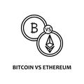 bitcoin vs ethereum icon with name. Element of crypto currency for mobile concept and web apps. Thin line bitcoin vs ethereum icon