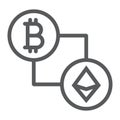 Bitcoin vs ethereum line icon, finance and money Royalty Free Stock Photo