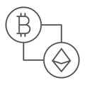 Bitcoin vs ethereum thin line icon, finance money