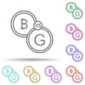 Bitcoin vs gold multi color icon. Simple thin line, outline vector of bitcoin blockchain icons for ui and ux, website or mobile Royalty Free Stock Photo
