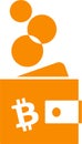 Bitcoin wallet emoji logo symbol. Flat vector illustration.