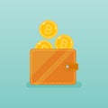 Bitcoin wallet flat style icon. Vector illustration.