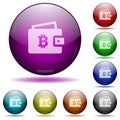 Bitcoin wallet glass sphere buttons Royalty Free Stock Photo