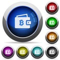 Bitcoin wallet round glossy buttons Royalty Free Stock Photo