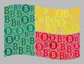 Bitcoin Waving Benin Flag - Mosaic of Bitcoin Currency Icons