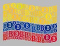 Bitcoin Waving Colombia Flag - Mosaic with Bitcoin Currency Icons