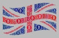 Bitcoin Waving Great Britain Flag - Mosaic of Bitcoin Currency Icons