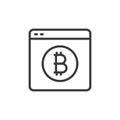 Bitcoin web wallet, icon in line design. Bitcoin, wallet, cryptocurrency, web, blockchain, finance, digital on white