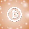 Bitcoin white icon on orange background. Crypto currency money. Royalty Free Stock Photo