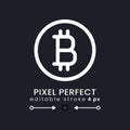 Bitcoin white linear desktop icon on black
