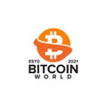 Bitcoin world logo design template