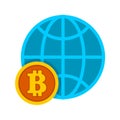 Bitcoin Worldwide Global Trend Vector Illustration Graphic