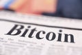 Bitcoin written newspaper Royalty Free Stock Photo