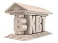 Bitcoin XBT currency sign temple 3D