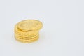 New virtual money: Golden bitcoin coin on a white Background. The future Cryptocurrency. Business and Trading concept. Royalty Free Stock Photo