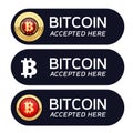 Bitcoins accepted here banner - cryptocurrency icon