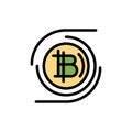 Bitcoins, Bitcoin, Block chain, Crypto currency, Decentralized Flat Color Icon. Vector icon banner Template