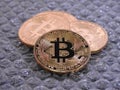 Bitcoins on bubble Background Royalty Free Stock Photo