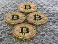 Bitcoins on bubble Background Royalty Free Stock Photo