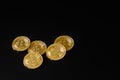 Bitcoins coins on black background Royalty Free Stock Photo