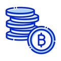 Bitcoins, coins, currency, stack of bitcoins fully editable vector icons