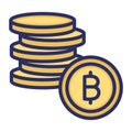 Bitcoins, coins, currency, stack of bitcoins fully editable vector icons