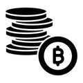 Bitcoins, coins, currency, stack of bitcoins fully editable vector icons
